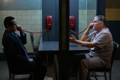 Sonny has a chat with Cyrus Renault at Pentonville Penitentiary (2020)