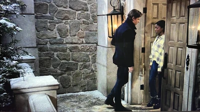 Spencer Cassadine outside the beach house to see Trina (2022)