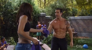 Britt and Nikolas half-dressed at Lila's Kids Camp