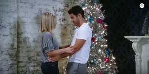 Nathan touches Maxie's belly/Our baby's growing in there