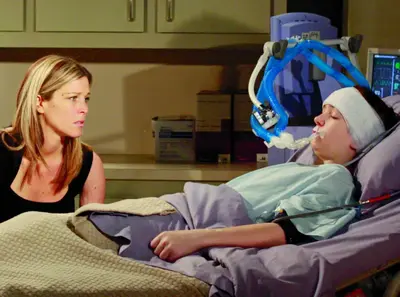 Carly Spencer visits son Michael Corinthos in his room at Silver Water Aftercare (2008)