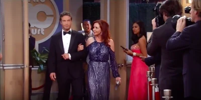 Lucas and Bobbie arrive on the red carpet