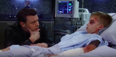 After surgery: trying to tell his dad about Sam