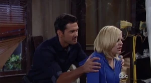 Nathan holds Maxie back