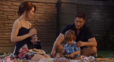 Aiden, Elizabeth and A.J. on the Fourth of July