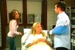 Courtney in the hospital after a tree branch falls on her leg