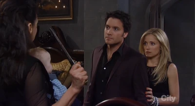 Obrecht holds a dagger on Lante and kidnaps their son (2014)