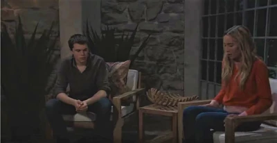 Cameron and Josslyn chat on the deck of the Beach House (2021)