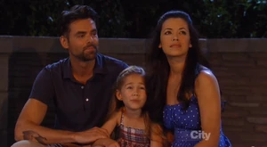 Patrick, Sabrina and Emma watch the fireworks