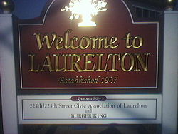 Welcome to Laurelton Sign 1986