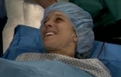 Courtney during her C-section