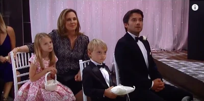 Rocco with his dad, sister and grandma at the wedding