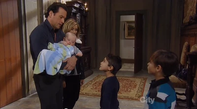 Rocco with his mom, uncle Nik, and cousins, Spencer and Cameron