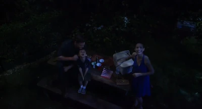 Aiden, Elizabeth and Jason (aka Jake) watch the fireworks