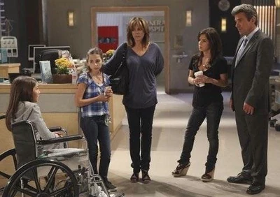 Kristina in a wheelchair after the explosion