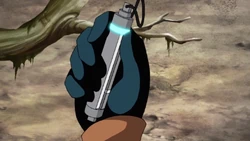  holds a Data Rod after finding it.