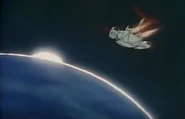 The Dolphin II soaring above the Earth in space.