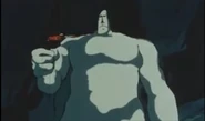 A Moai Stone Giant battles the 00 Cyborgs on Easter Island