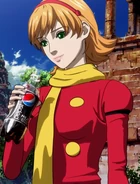 As seen in the first PepsiNex ad for RE: Cyborg, with hair altered to be orange but depicted with the original-style uniform and knobbed headband.