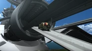 003 driving the 00 Cyborg's Jeep and entering the Dolphin III from a boarding ramp