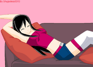 Yumi on a sofa