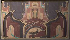 Representación mural de Xiuhcóatl siendo derrotado por Ixbalanqué