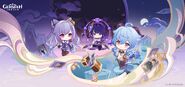3rd Anniversary Artwork - Keqing, Raiden Shogun, Ganyu Resmî HoYoLAB Gönderisi
