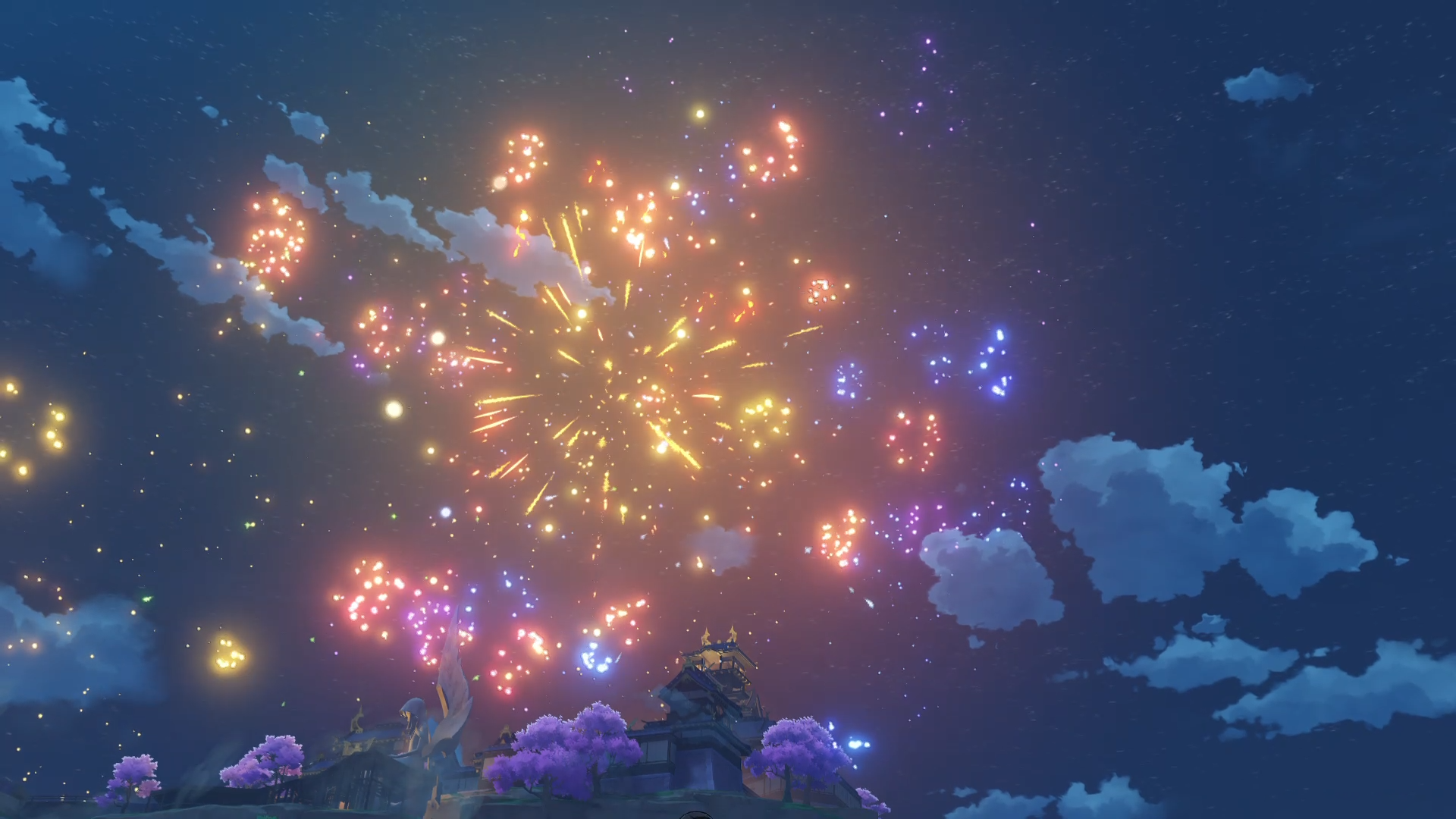 Fogos de artifício, incrível jogo de luz no céu