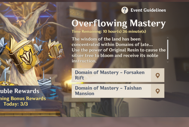 Genshin Impact Overflowing Mastery returns to double talent rewards