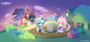 三周年イラスト - クレー、ガイア、エウルア、珊瑚宮心海 HoYoLAB公式投稿