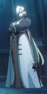 Signora wearing a formal harbinger coat in The Song Burning in the Embers.