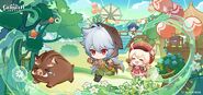 三周年イラスト - レザー、クレー、ウェンティ 公式HoYoLAB投稿