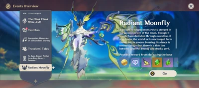Radiant Moonfly Event Menu