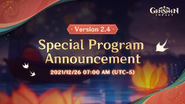 Version 2.4 Special Program Announcement
