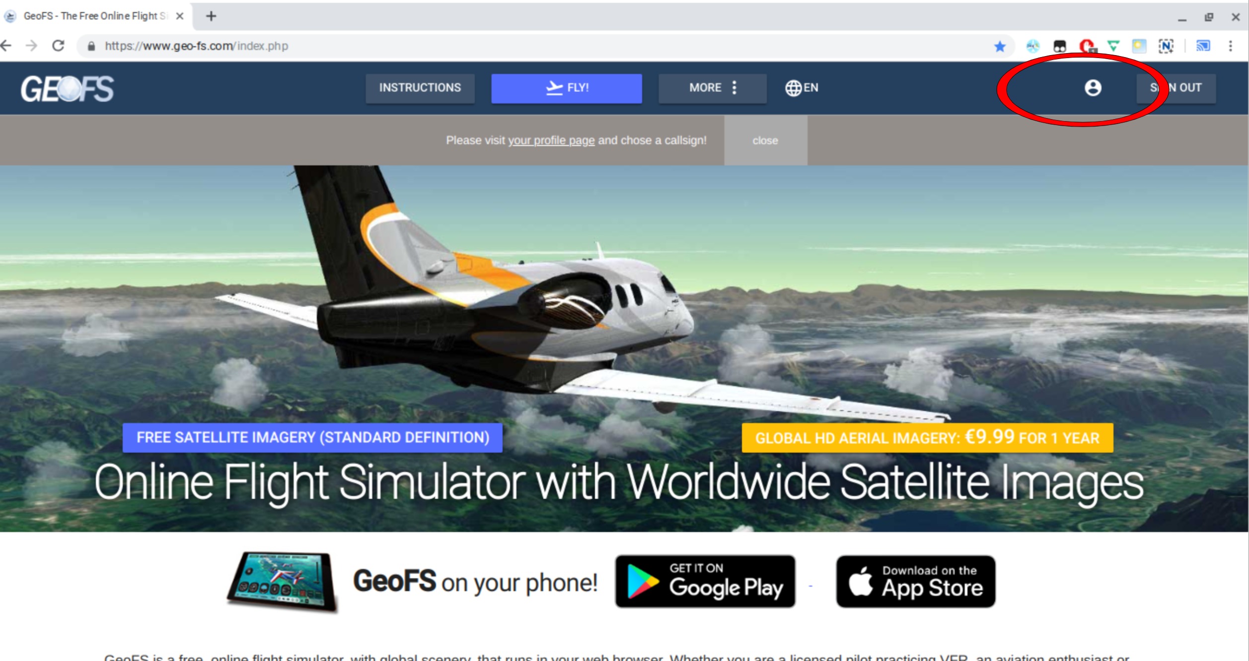 Google Earth flight simulator(GEO-FS) 