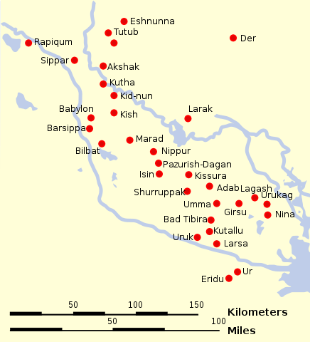 mesopotamia map with cities