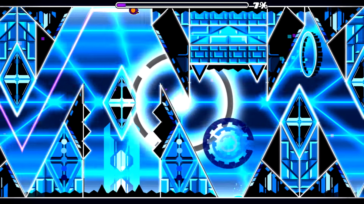 Geometry dash blue. Badland Geometry Dash Вики. Chaos Impact Geometry Dash. Самый сложный демон в Geometry Dash 2021. Обложка геометрий Dash Blue бас 100%.