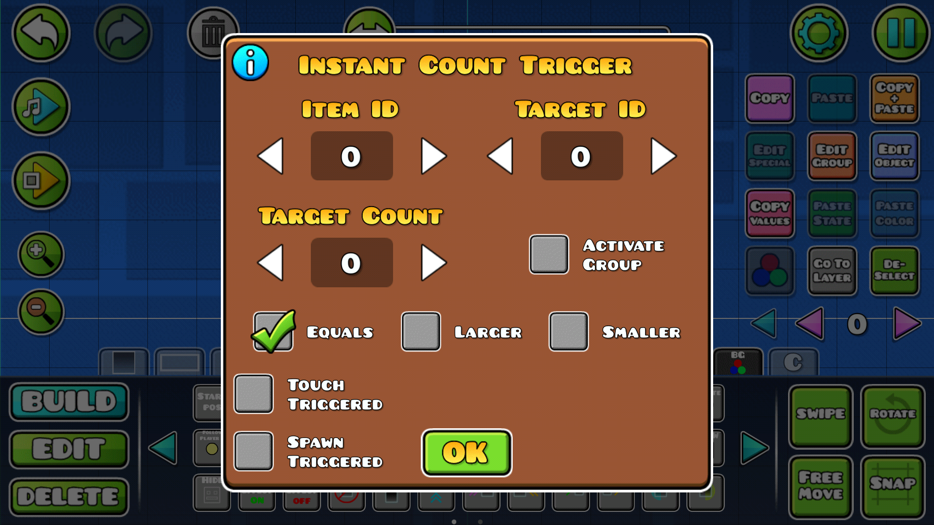 Triggers - một tính năng đặc biệt trong Geometry Dash cho phép người chơi thiết kế các trigger điều khiển hành động trong level. Bạn có thể trở thành một chủ đề trigger thông thạo bằng cách tìm đến Geometry Dash Wiki và tìm hiểu thêm về tính năng hấp dẫn này! 