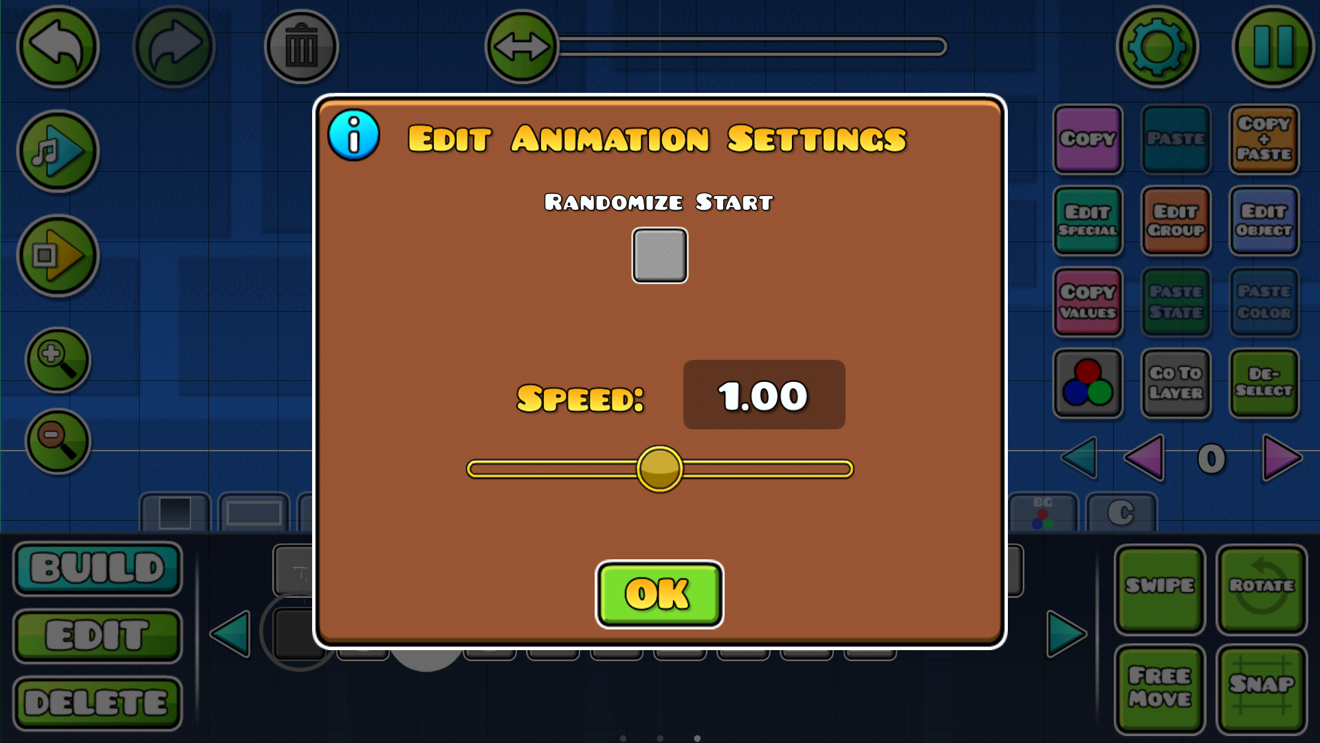 Pulse Animation setup menu