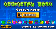 Imagen que anuncia las músicas personalizadas de Newgrounds.