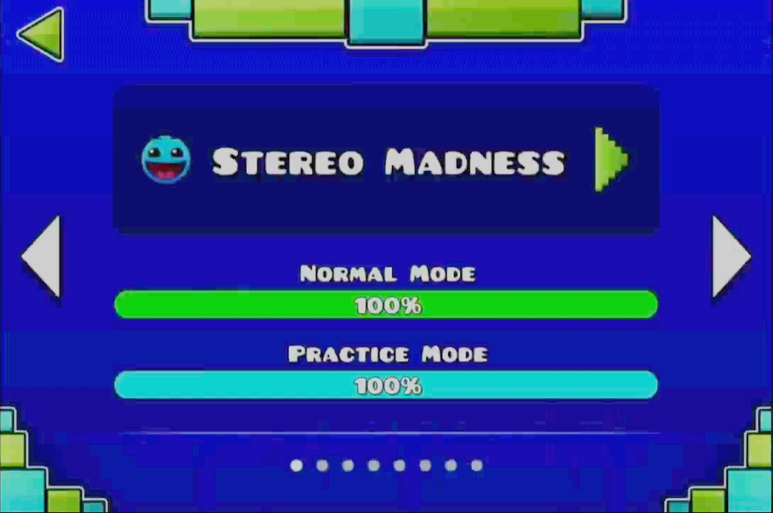 This graphically enhanced screenshot was taken as the Icon Kit menu transitioned to the start of Stereo Madness in the 'Geometry Jump - Icon Kit Preview' video. It is present on the Icon Kit article.