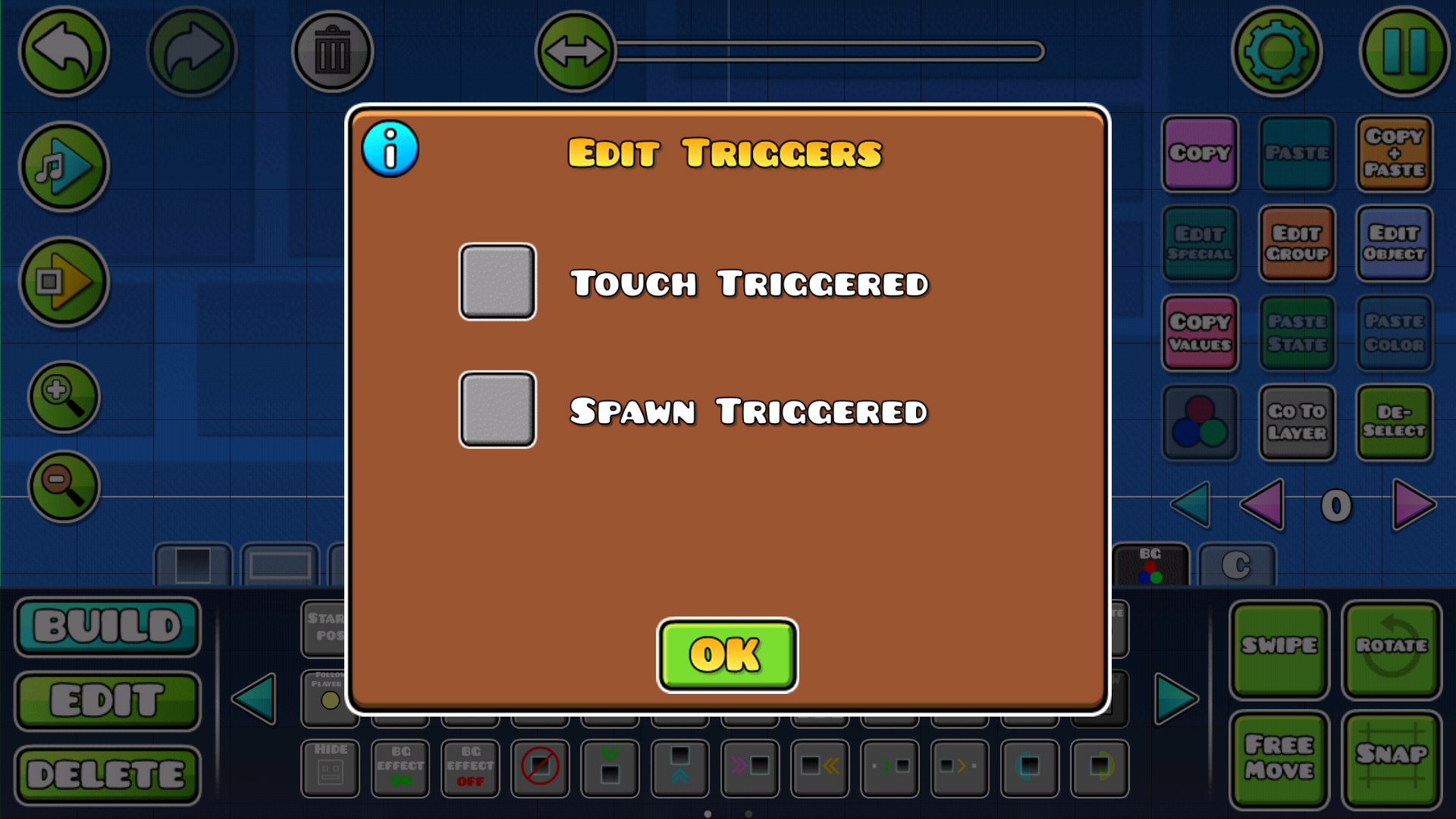 Hãy cùng đến với Wiki Geometry Dash để khám phá các Triggers. Bạn sẽ hiểu rõ hơn cách sử dụng các Trigger trong game và học được nhiều kỹ năng mới. Điều này sẽ giúp bạn trở thành một người chơi tài giỏi trong Geometry Dash. 