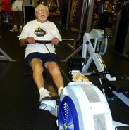 Smith (aged 105) working out at the gym.