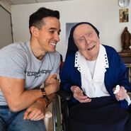 Randon (aged 117) in October 2021, being interviewed by French influencer Thibaud Delapart.