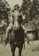 Martin riding on her sister's farm in Luzerne, Michigan in 1925.