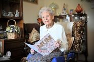 Jessie Sinclair 109b.jpg (50 KB) Sinclair celebrating her 109th birthday in 2019