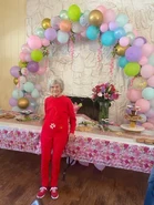 Piano (age 105) celebrating her 105th birthday on April 10, 2023.