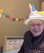 Kiyo Komatsu 108th.jpg (250 KB) Komatsu on her 108th birthday in 2019