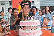 Peng Yumei on her 108th birthday (107th birthday according to some sources).