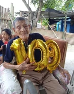 Saavedra Muela on his 109th birthday in 2021.